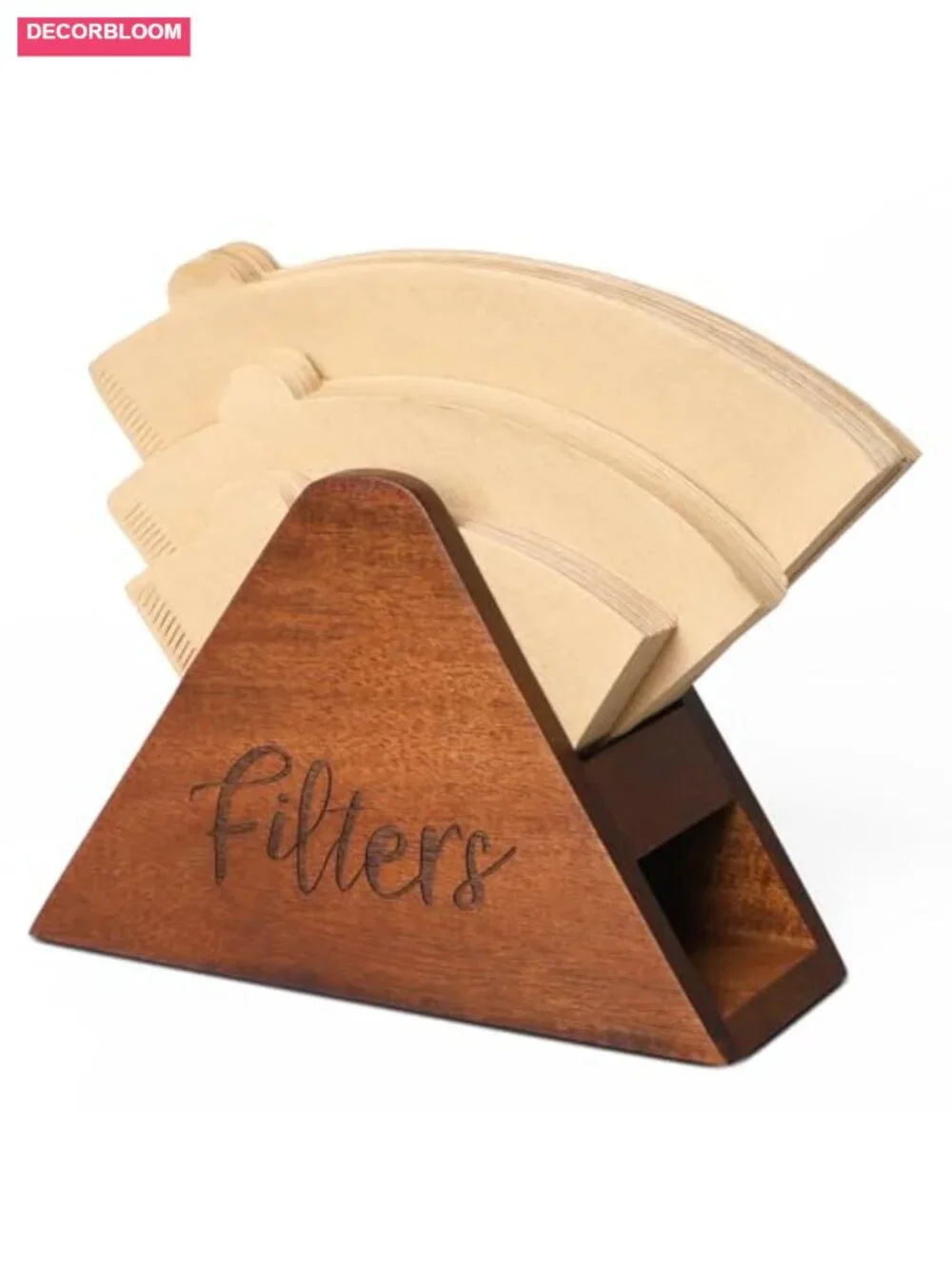 Acacia Wood Coffee Filter Holder, Large Capacity Organizer for Pour Over